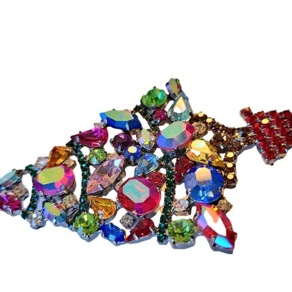 Nicky Butler Vintage England Christmas Tree Brooch Pin Crystal Rhinestone Rare - Picture 8 of 15